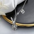wholesale S925 Sterling Silver New Fashion Mechanical Rabbit Necklace Ins Trendy Hip Hop Street Internet-Famous Women's Pendant-0-3