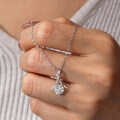 Sterling Silver Moissanite Chevron Necklace with Classic Carat Pendant-0-2