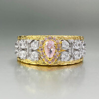 wholesale S925 Silver Plated Pink Diamond 3*5mm Pear-Shaped Electroformed Gold Ring, Daily Fashion Minimalist Style-R995 Pink Diamond No. 9