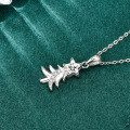 Sterling Silver Christmas Tree Necklace with Moissanite Star Pendant-0-1