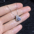 S925 Sterling Silver Moissanite Snowflake Christmas Tree Pendant Necklace, 1 Carat-0-1