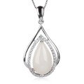 wholesale [925 Sterling Silver] Wholesale manufacturer of hollow drop-shaped white jade pendant with natural Hetian jade and certificate-0-4