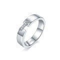 Sterling Silver Moissanite Couple's Rings, Minimalist Wedding Proposal Bands-0-4