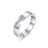 Sterling Silver Moissanite Couple's Rings, Minimalist Wedding Proposal Bands-Men's ring  size 8