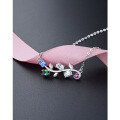 wholesale S925 Sterling Silver Olive Branch Leaf Necklace for Women with Micro-Paved Zirconia, Unique Design, High-End Feel, Versatile Collarbone Chain Accessory-0-1