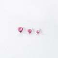 wholesale S925 silver minimalist Korean-style small heart-shaped red diamond earrings for women, M00578-0-2