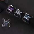 wholesale S925 silver butterfly-shaped original design natural topaz ring with inlaid amethyst, dark gothic style couple rings-0-4