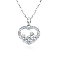 wholesale S925 Sterling Silver Amazon New Heart-shaped Necklace, Versatile Niche Design Euro-American Style Love Choker Collarbone Chain-Platinum 925 silver