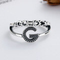 wholesale S925 Sterling Silver Retro Craft Double Letter Ring, Minimalist Fashion Hip Hop Style Versatile Women's Band-0-2