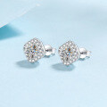 wholesale Pt950 plated S925 sterling silver moissanite stud earrings for women, factory wholesale in stock-0-2