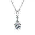 S925 Sterling Silver Moissanite Pendant Necklace, Fashionable Luxury Diamond Design-0-3