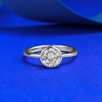 wholesale S925 Silver Jewelry, Mu Jing Mini Bubble Ring with High Carbon Diamonds, Simple and Stylish Women's Ring for Live Streaming Wholesale-R1390 Small Bubble Ring Size 8