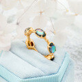 wholesale S925 silver plated 14K gold Japanese-style vintage niche abalone shell white crystal ring-0-3