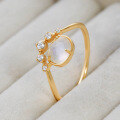 wholesale S925 silver gold-plated with natural ice-transparent crystal and white shell double-layer stone ring, 22 new design for women-0-3