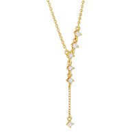 925 Sterling Silver Y-Shaped Fringe Necklace with Moissanite Pendant-18k gold  Y-shaped tassel necklace