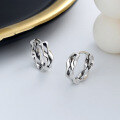 wholesale S925 Sterling Silver Double Twist Geometric Wave Ear Clasp INS Hip Hop Trendy Design Earrings for Women-0-0