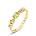 wholesale S925 Sterling Silver Japanese and Korean New Time Popular Natural Peridot Ring, Niche and High-End, Wholesale Customization-0-5