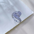wholesale S925 Sterling Silver Zirconia Luxury Embellished Lace Fashion Ring for Women, Premium Live Streaming Xiaohongshu Hot Seller-0-2