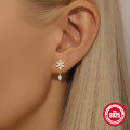 wholesale S925 Sterling Silver Evil Eye Earrings with Petal Teardrop Design and Crystal Accents-0-2