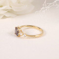 wholesale S925 Sterling Silver Gold-Plated Lab Color-Changing Sapphire Cross-Border Square Sapphire Ring-0-2