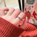 wholesale S925 Sterling Silver Ins Style New Deer Ring for Women, Minimalist Heart-Shaped Antlers, Niche and Versatile Wholesale Ring-0-3