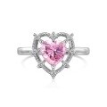 wholesale S925 Sterling Silver Exquisite and High-End Pink Heart Zirconia Design Women's Ring, Versatile and Stylish European Style Band-0-10