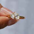 925 Silver Moissanite Double Stone Square Teardrop Exaggerated Ring-0-2