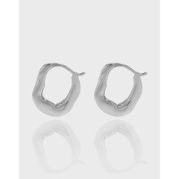 wholesale S925 Sterling Silver EA627 Korean Version Ins Minimalist Niche Design Versatile Asymmetric U-Shaped Ear Clasp for Women-Platinum