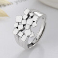 wholesale S925 Sterling Silver Geometric Square Stacking Ins Minimalist Style Simple Open Adjustable Ring-0-0