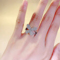 wholesale S925 Silver New Butterfly Diamond Ring Fashionable and Unique Luxury Full Circle Setting Diamond Ring for Women-0-3
