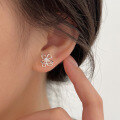 wholesale S925 Sterling Silver Double-Layer Hollow-Out Small Floral Stud Earrings, Women's Korean New Style Minimalist Fresh and Niche Ear Accessories-0-3