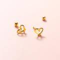 wholesale S925 silver heart-shaped earrings, Korean-style hollow openwork heart with light beads and threaded screw earrings, jewelry M01690-0-0