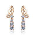 wholesale S925 Sterling Silver Champagne Gold Butterfly Moissanite Stud Earrings, Versatile and Stylish, Perfect Gift for Girlfriend-0-4