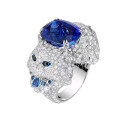 wholesale Metal: 925 Silver Gold Plated, High Carbon Diamond, GRC Lab-Grown Sapphire, Zhou Dongyu Same Style, Women's Ring for Pet Cats-0-4