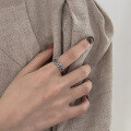 wholesale S925 Sterling Silver Geometric Diamond Chain Open Ring for Women, Korean Retro Ins Minimalist Style-0-3