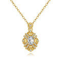 925 Silver Gold-Plated Flash Moissanite Sunflower Pendant Necklace-0-3