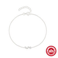 wholesale S925 Sterling Silver Small Exquisite Geometric Marquise Pendant Bracelet with Diamond Inlay, Designed for Daily Elegance and High-End Appeal-Platinum 925 silver