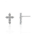 Sterling Silver Moissanite Cross Geometric Earrings, High-Quality Export-0-4