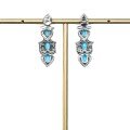 wholesale 925 Silver Gold-Plated Earrings with High-Carbon Diamonds, Blue Turquoise, and Oval-Cut Art Deco Decoration, Exquisite Jewelry for Women-0-4