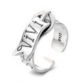 wholesale S925 sterling silver stylish creative belt buckle design letter ring, ins trendy and unique accessory finger ring-0-5