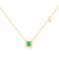 wholesale S925 sterling silver minimalist geometric square elegant emerald green zircon necklace for women wholesale clearance-0-5