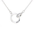 wholesale S925 Sterling Silver Korean-style Smile Mobius Loop with Pave Star Circle Pendant Necklace-0-4