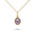 wholesale S925 Silver Plated 14K Gold Amethyst Labradorite Double-sided Necklace, Japanese Minimalist Fresh and Gentle Style-0-0
