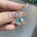 18k Gold Plated S925 Silver 6*8mm Radiant Cut Blue-Green Moissanite Horus Eye Fashion Earrings-0-1