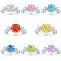 wholesale S925 Sterling Silver 2ct Flame Ice Cut Ring Design Gemstone High Carbon Diamond Women's Engagement Ring-0-0