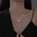wholesale S925 Silver Gradient Three Small Hearts Necklace, Exquisite and Minimalist Style Mini Heart-shaped Collarbone Chain D9188-0-3