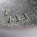 wholesale 14K solid gold earrings with emerald and 20mm cubic zirconia, mini studs for couples-0-2