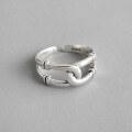 wholesale S925 Sterling Silver 780 Korean Version Cold Minimalist Style Vintage Distressed Woven Intertwined Women's Ring Adjustable Open Silver Ring-0-0