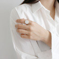 wholesale S925 Sterling Silver JA052 Korean Style Open Finger Ring Fashionable Minimalist Geometric Circle Smooth Band Ring for Women-0-3