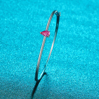 S925 Silver 1-Carat Pear Moissanite Bracelet, Minimalist and Luxurious.-Pink Moissanite Bracelet  Size M 54*46 (15.7cm)